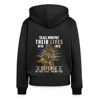 Drapeau militaire de la paix à la frontière - Sweat à capuche zippé Premium bio Femme - noir - Dos - Julia (174cm)