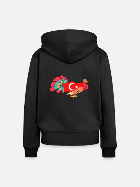 Lustiger Turkey Truthahn - Frauen Premium Bio Zip Hoodie - Schwarz