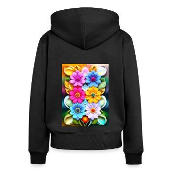 Floral 33 - Sweat à capuche zippé Premium bio Femme - noir - Dos - Julia (174cm)