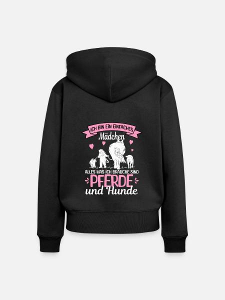 Einfaches Mädchen Pferde - Frauen Premium Bio Zip Hoodie - Schwarz