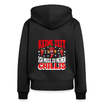 Lustiges Chili-Gärtner Spruch Design für Scharf - Frauen Premium Bio Zip Hoodie - Schwarz - Hinten - Julia (174cm)