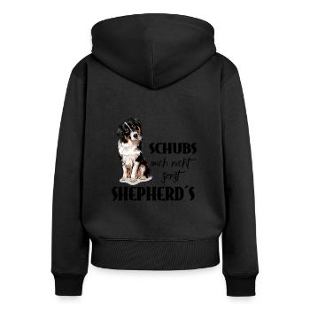 AUSTRALIAN SHEPHERD - Schubs mich nicht - Frauen Premium Bio Zip Hoodie - Schwarz - Hinten - Julia (174cm)