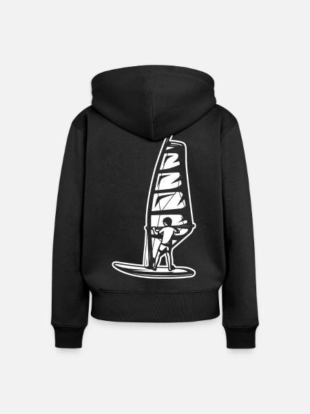 Windsurfer Junge - Frauen Premium Bio Zip Hoodie - Schwarz