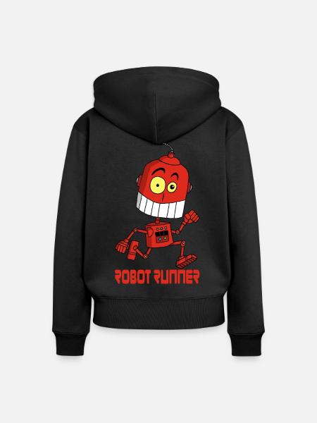 Der laufende Roboter - Frauen Premium Bio Zip Hoodie - Schwarz