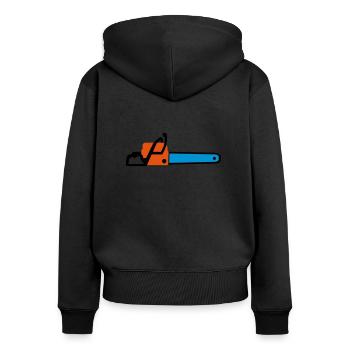 scie à chaîne - Sweat à capuche zippé Premium bio Femme - noir - Dos - Julia (174cm)