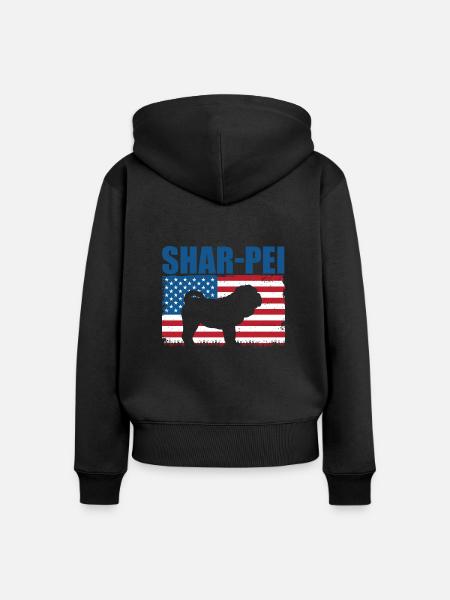 Shar Pei - Frauen Premium Bio Zip Hoodie - Schwarz