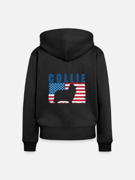 Collie - Frauen Premium Bio Zip Hoodie - Schwarz
