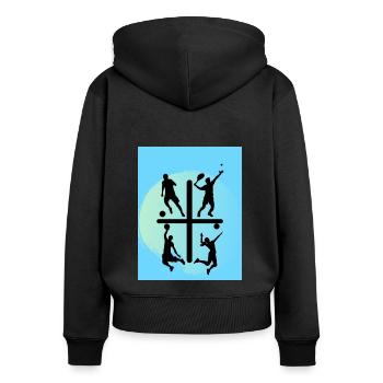 Conception sportive - Sweat à capuche zippé Premium bio Femme - noir - Dos - Julia (174cm)