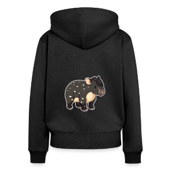 Niedliche Bergtapir-Illustration - Entzückendes Tier - Frauen Premium Bio Zip Hoodie - Schwarz - Hinten - Julia (174cm)