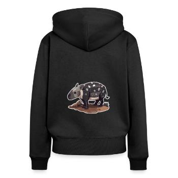 Niedliche Bergtapir-Illustration - Entzückendes Tier - Frauen Premium Bio Zip Hoodie - Schwarz - Hinten - Julia (174cm)