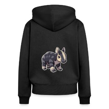 Niedliche Bergtapir-Illustration - Entzückendes Tier - Frauen Premium Bio Zip Hoodie - Schwarz - Hinten - Julia (174cm)