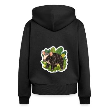 Niedliche Bergtapir-Illustration - Entzückendes Tier - Frauen Premium Bio Zip Hoodie - Schwarz - Hinten - Julia (174cm)