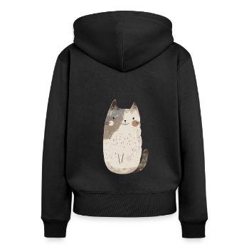 Niedliche skurrile Katzenillustration - Entzückendes Tier - Frauen Premium Bio Zip Hoodie - Schwarz - Hinten - Julia (174cm)