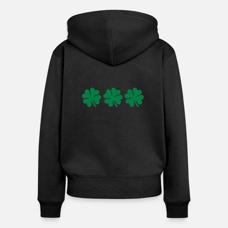 quadrifoglio - Felpa con cappuccio con zip ecologica premium da donna - nero