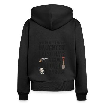 drôle de dire oui j’ai une jolie fille j’ai aussi - Sweat à capuche zippé Premium bio Femme - noir - Dos - Julia (174cm)