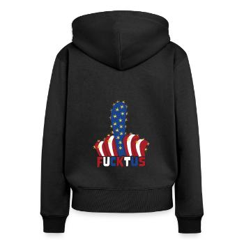4th of July Vote Cactus Patriotic American Fucktus - Frauen Premium Bio Zip Hoodie - Schwarz - Hinten - Julia (174cm)