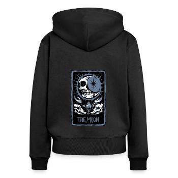The Moon Skeleton Skull Tarot Card - Frauen Premium Bio Zip Hoodie - Schwarz - Hinten - Julia (174cm)