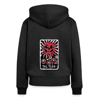 The Sun Blood Red Skeleton Skull Tarot Card - Frauen Premium Bio Zip Hoodie - Schwarz - Hinten - Julia (174cm)