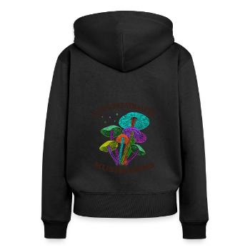 For Mushroom Lovers Can't Breathalyze Mushrooms - Frauen Premium Bio Zip Hoodie - Schwarz - Hinten - Julia (174cm)