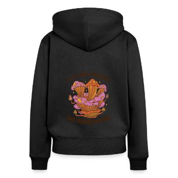 For Mushroom Lovers Can't Breathalyze Mushrooms - Frauen Premium Bio Zip Hoodie - Schwarz - Hinten - Julia (174cm)
