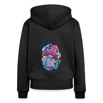 For Mushroom Lovers Can't Breathalyze Mushrooms - Frauen Premium Bio Zip Hoodie - Schwarz - Hinten - Julia (174cm)
