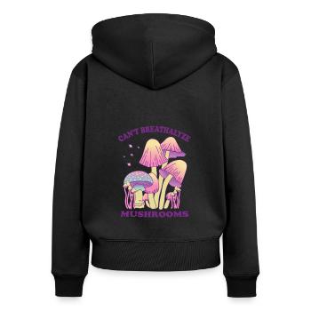 For Mushroom Lovers Can't Breathalyze Mushrooms - Frauen Premium Bio Zip Hoodie - Schwarz - Hinten - Julia (174cm)