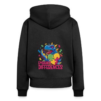 Autism Love and Acceptance Embrace Differences - Frauen Premium Bio Zip Hoodie - Schwarz - Hinten - Julia (174cm)