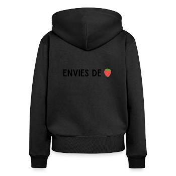 Envies de fraises - Sweat à capuche zippé Premium bio Femme - noir - Dos - Julia (174cm)