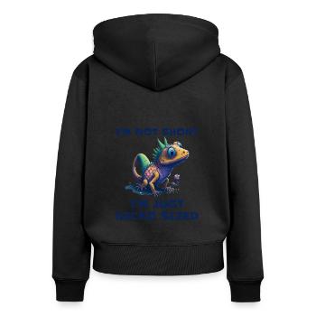 "I'm Not Short, I'm Just Gecko Sized" Cute Gecko - Women's Premium Organic Zip Hoodie - black - Back - Julia (174cm)