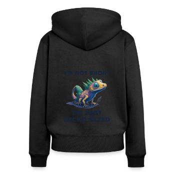 "I'm Not Short, I'm Just Gecko Sized" Cute Gecko - Women's Premium Organic Zip Hoodie - black - Back - Julia (174cm)