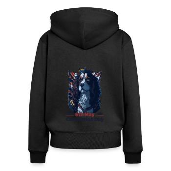 King's Coronation Day May 6th, 2023 Celebration - Frauen Premium Bio Zip Hoodie - Schwarz - Hinten - Julia (174cm)