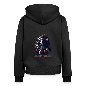King's Coronation Day May 6th, 2023 Celebration - Frauen Premium Bio Zip Hoodie - Schwarz - Hinten - Julia (174cm)
