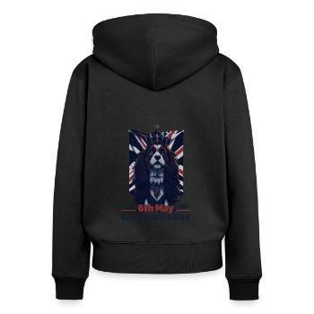 King's Coronation Day May 6th, 2023 Celebration - Frauen Premium Bio Zip Hoodie - Schwarz - Hinten - Julia (174cm)