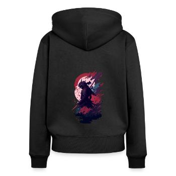 Shadow Samurai: Colorful Chaos Unleashed - Frauen Premium Bio Zip Hoodie - Schwarz - Hinten - Julia (174cm)