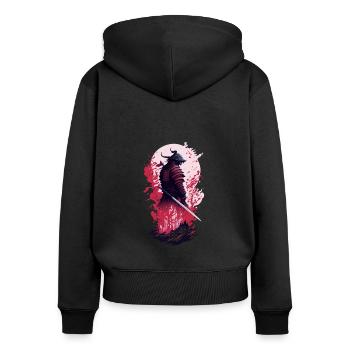 Shadow Samurai: Colorful Chaos Unleashed - Frauen Premium Bio Zip Hoodie - Schwarz - Hinten - Julia (174cm)