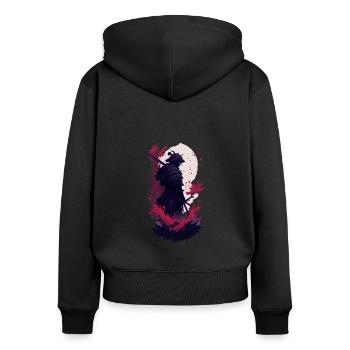 Shadow Samurai: Colorful Chaos Unleashed - Frauen Premium Bio Zip Hoodie - Schwarz - Hinten - Julia (174cm)