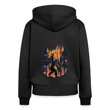 Forest Swagger: Bigfoot's Cool Camouflage - Frauen Premium Bio Zip Hoodie - Schwarz - Hinten - Julia (174cm)
