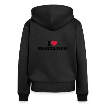 meditation - Women's Premium Organic Zip Hoodie - black - Back - Julia (174cm)