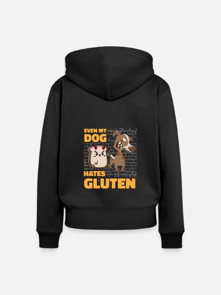 Glutenfrei Hund - Frauen Premium Bio Zip Hoodie - Schwarz