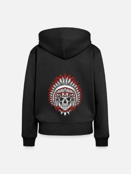 Indigene Totenkopf - Frauen Premium Bio Zip Hoodie - Schwarz