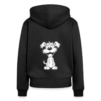 Schnauzer Hund Lächeln - Frauen Premium Bio Zip Hoodie - Schwarz - Hinten - Julia (174cm)