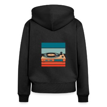 Vinyl Record Collector - Women's Premium Organic Zip Hoodie - black - Back - Julia (174cm)