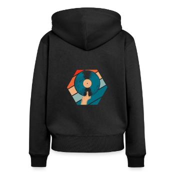 Vinyl Record Collector - Women's Premium Organic Zip Hoodie - black - Back - Julia (174cm)