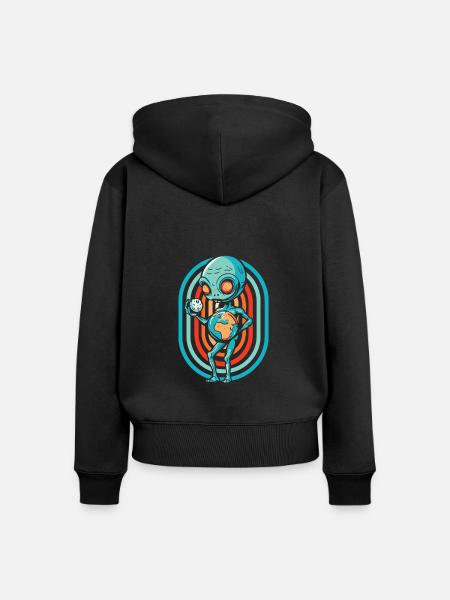 Alien Außerirdischer - Frauen Premium Bio Zip Hoodie - Schwarz