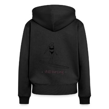 Still Surfing - Frauen Premium Bio Zip Hoodie - Schwarz - Hinten - Julia (174cm)