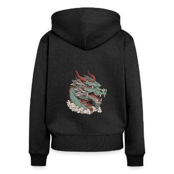 Jahr Des Drachen 2024 - Frauen Premium Bio Zip Hoodie - Schwarz - Hinten - Julia (174cm)