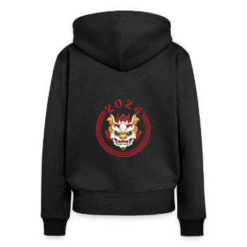 Jahr Des Drachen 2024 - Frauen Premium Bio Zip Hoodie - Schwarz - Hinten - Julia (174cm)