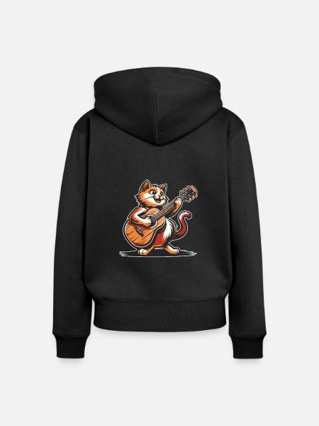 Akustikgitarre - Frauen Premium Bio Zip Hoodie - Schwarz