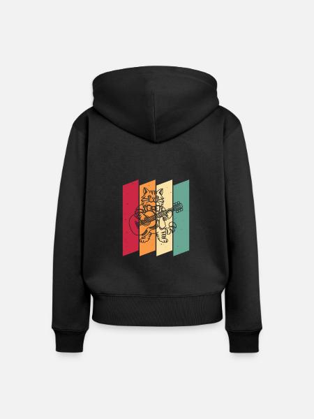 Akustikgitarre - Frauen Premium Bio Zip Hoodie - Schwarz