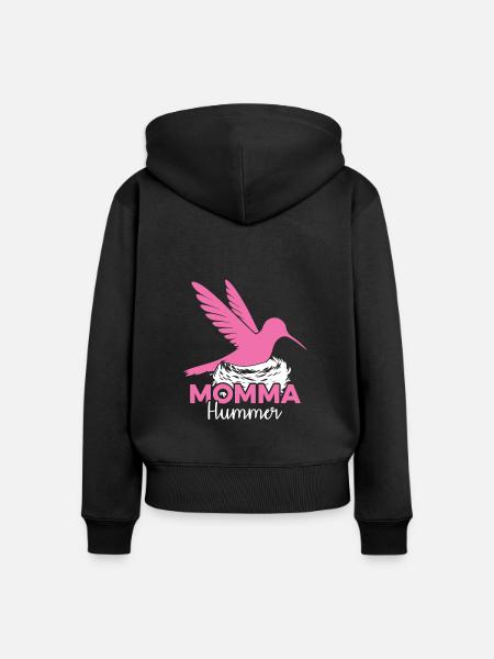 Kolibri Kolibri Mama - Frauen Premium Bio Zip Hoodie - Schwarz